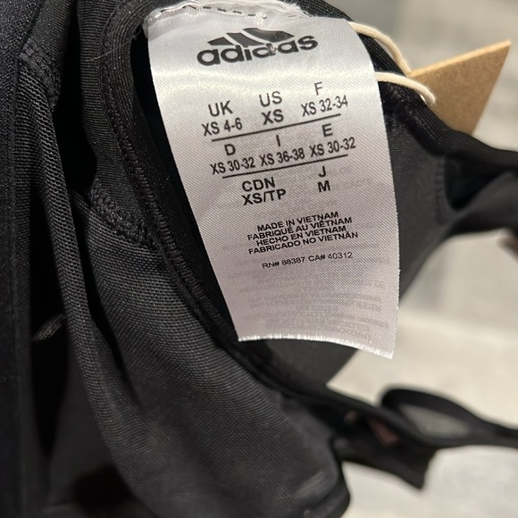 Adidas Activewear Medium Support Sports Bra Racerback Black Size XSmall - Picture 6 of 6